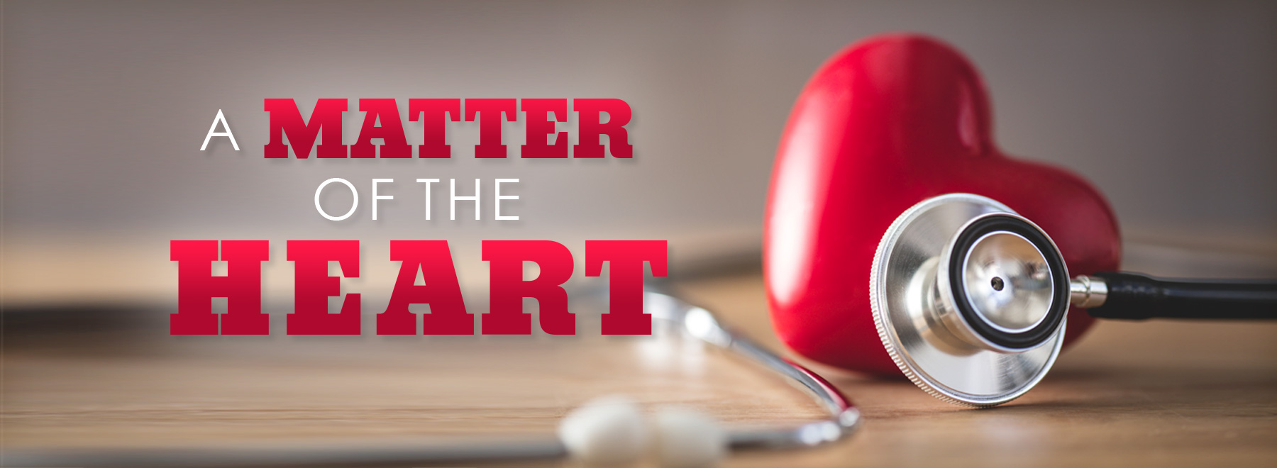 Banner image with plastic heart and stethoscope